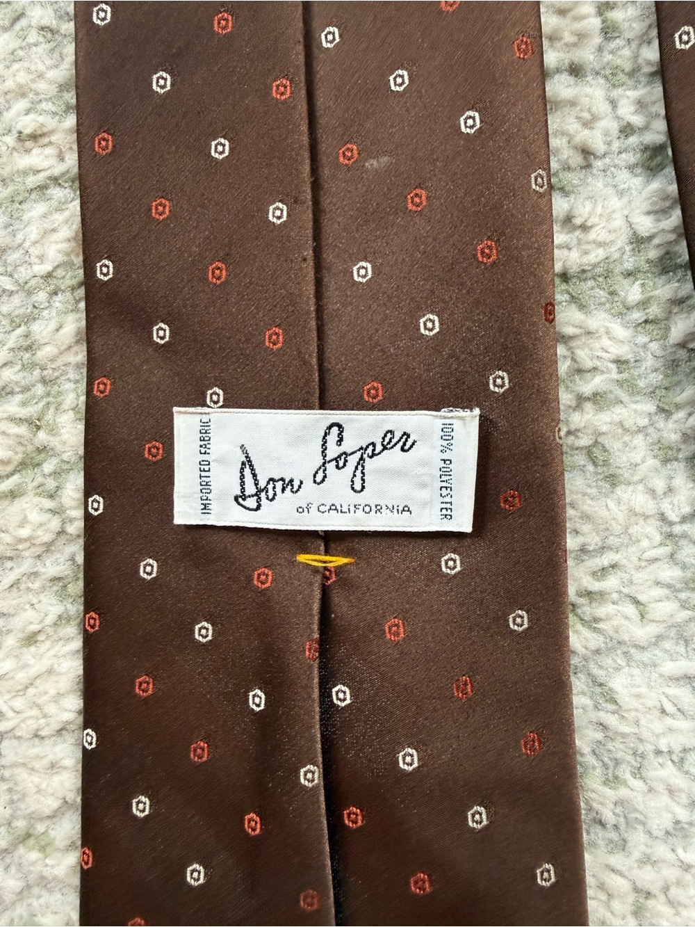 VTG Don Loper of California Brown Geometric Tie 70s Retro Mid Century MCM